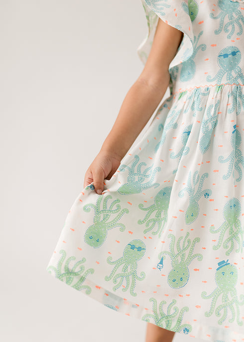 Cute Girls Bell Dress - Octopus
